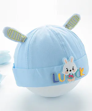 Babyhug Bucket Hat Bunny Applique -Blue