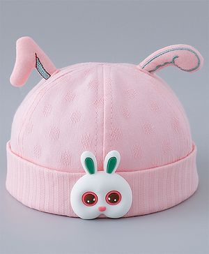 Babyhug Cotton Bucket Hat with Bunny Applique - Pink