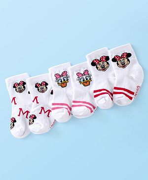 Cute Walk by Babyhug Antibacterial Ankle Length Socks Minnie Mouse Design Pack of 3- Multicolour