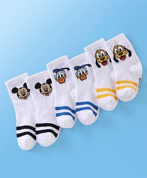 Cute Walk Disney By Babyhug Anti Bacterial Ankle Length Socks Mickey Mouse Design Pack Of 3 - Multicolour
