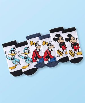 Cute Walk Disney By Babyhug Anti Bacterial Ankle Length Socks Mickey Mouse & Friends Design Pack Of 3 - Multicolour