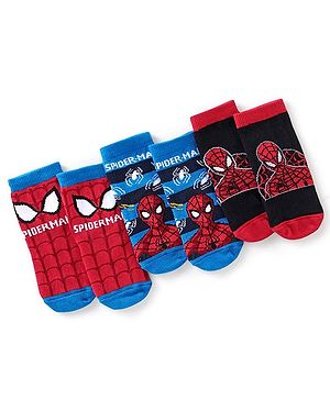 Cute Walk Disney By Babyhug Anti Bacterial Ankle Length Socks Spiderman Design Pack Of 3 - Multicolour