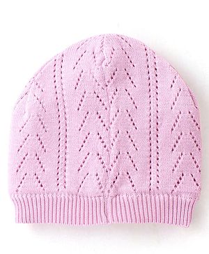 Babyhug 100% Cotton Knit Woollen Caps - Pink