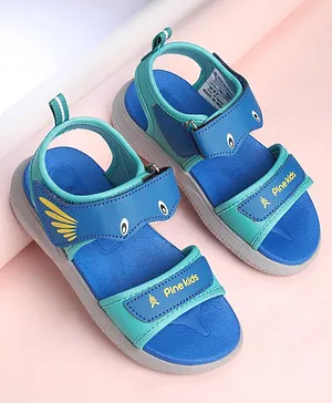 Pine Kids Sandals with Velcro Closure Fish Print - Blue