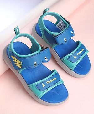Pine Kids Sandals with Velcro Closure Fish Print - Blue