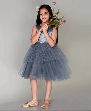 Kids Grey Net Frock, Age Group: 8-10 Years