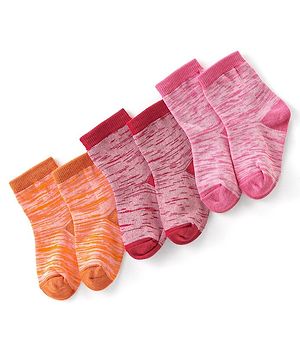 Cute Walk by Babyhug Anti-Bacterial Ankle Length Designed Socks Pack of 3 - Multicolour