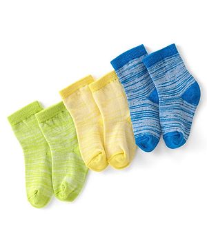 Cute Walk by Babyhug Anti-Bacterial Ankle Length Lines Designed Socks Pack of 3 - Multicolour