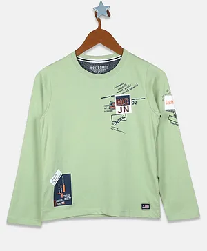 Monte Carlo Full Sleeves Seamless Text Printed Tee - Pista Green