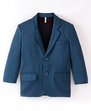 Babyhug Full Sleeves Party Wear Blazer - Dark Blue