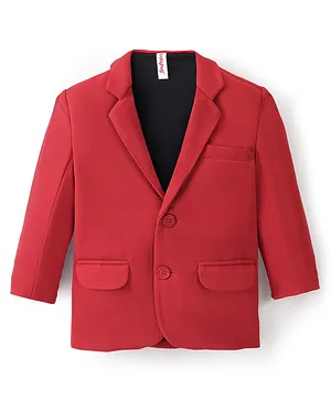 Babyhug Full Sleeves Party Wear Blazer Solid Colour - Red