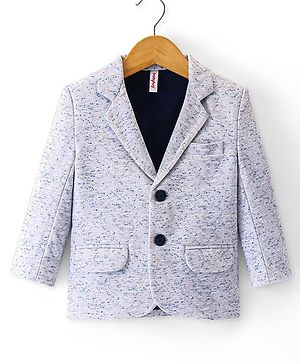 Babyhug Woven Full Sleeves Textured Partywear Blazer - Grey