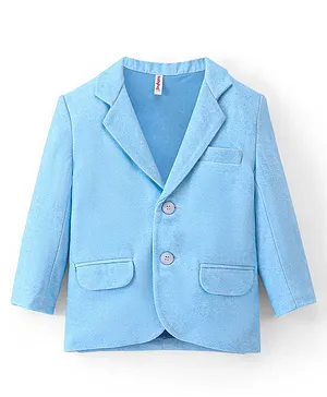 Babyhug Woven Full Sleeves Party Blazer Solid Colour - Light Blue