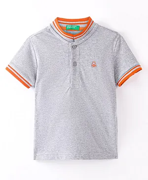 Ucb Knit Half Sleeves Polo T-Shirt Logo Embroidered -Grey