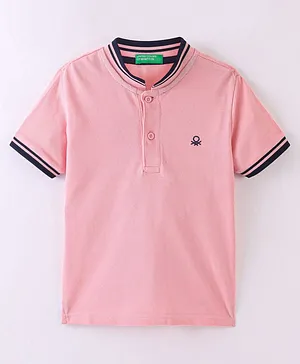 Ucb Knit Half Sleeves Polo T-Shirt Logo Embroidered - Light Pink