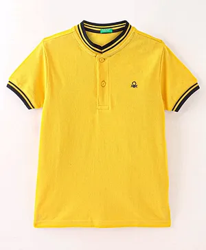 UCB Knit Half Sleeves Polo T-Shirt Logo Embroidered - Yellow
