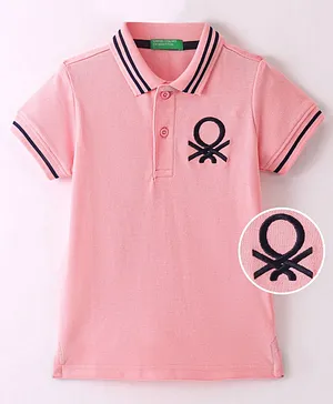 UCB Half Sleeves Solid Color Polo T-Shirt - Pink