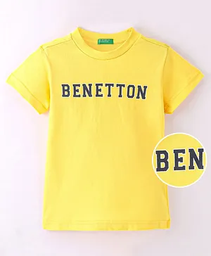 UCB Half Sleeves Text Printed T-Shirt - Yellow