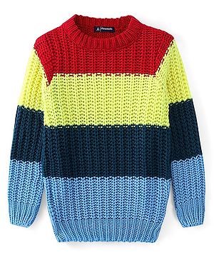 Pine Kids Knitted Full Sleeves Striped Sweater - Multicolor