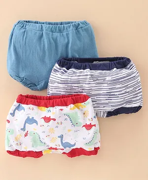 OHMS Cotton Jersey Bloomers with Dino Print Pack of 3 - Multicolor