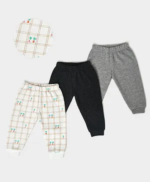 Mi Arcus  Cotton Checked & Striped Pattern Thermal Pant Pack of 3 Multi Colour