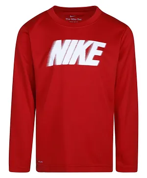 Nike Full Sleeves Brand Logo Printed Tee  - Red