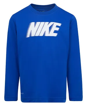 Nike Full Sleeves Brand Name Printed Tee - Blue