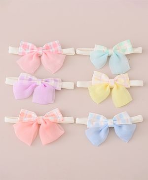 Babyhug Headbands with Bow Applique Free Size Pack of 6 - Multicolor