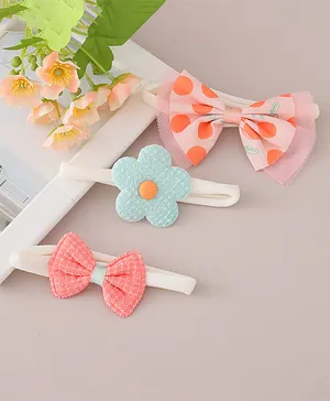 Babyhug Free Size Headbands Floral & Bow  Applique Pack of 3 - Multicolor