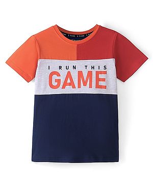 Pine Kids 100% Cotton Knit Half Sleeves Cut & Sew T-Shirt - Red & Blue