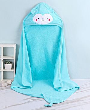 Babyhug Knit Terry Towel with Hood Animal Print L 76.2 X B 76.2 cm - Blue