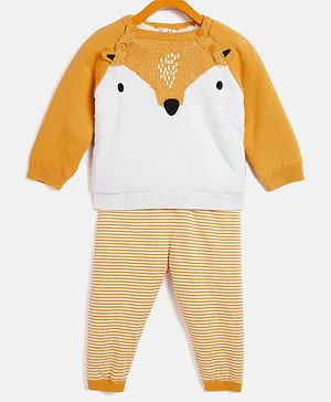 JWAAQ Full Sleeves Fox Detailed With Fur Lined Unisex Winter Wear - Orange