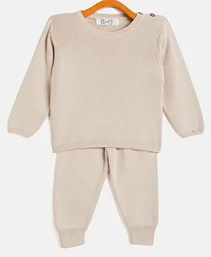 JWAAQ  Full Sleeves Solid Designed With Fur Lined Unisex Winter Wear - Beige