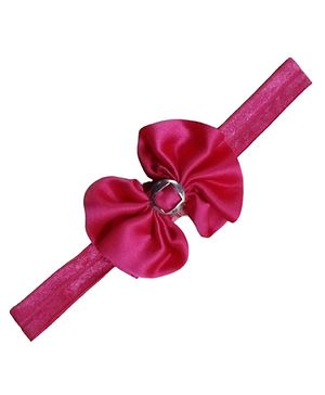 Baby Charm Sartin Bow Embellished Headband -  Dark Pink