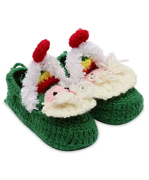 MayRa Knits Elf Design Hand Knitted Booties - Green