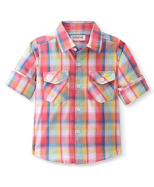 Babyhug Cotton Woven Full Sleeves Shirt Checkered - Pink