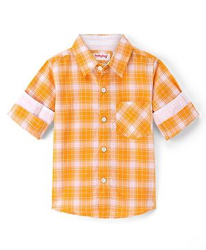 Babyhug 100% Cotton Woven Full Sleeves Checkered Shirt - Yellow