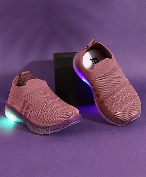 Jazzy Juniors Unisex Self Design Slip On LED Shoes - Purple