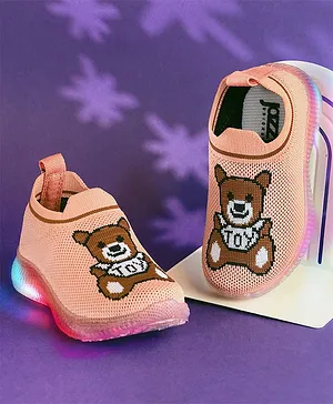 Jazzy Juniors Unisex Teddy Design LED Shoes -Pink