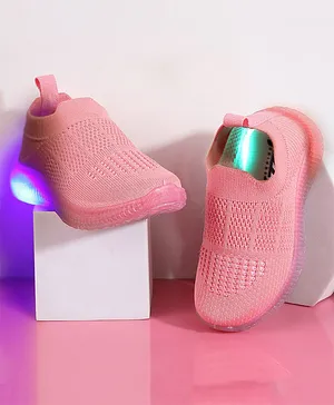 Jazzy Juniors Unisex Mesh Detailed LED Shoes  - Pink