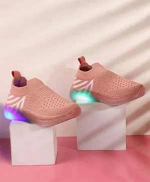Jazzy Juniors Unisex Self Design Slip On LED Shoes - Pink