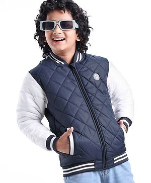 Pine Kids Full Sleeves Quilted Medium Winter Bomber Jacket - Navy