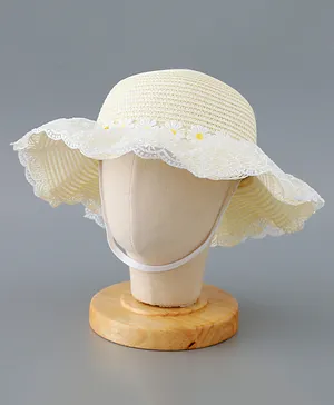Babyhug Straw Hat Floral Design - Cream