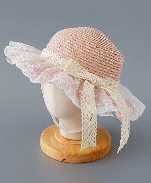 Babyhug Straw Hat with Bow Applique - Pink