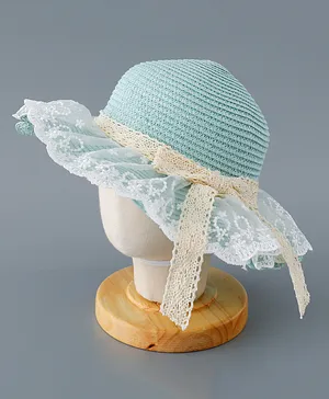 Babyhug Straw Hat with Bow Applique - Green