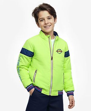 Pine Kids Full Sleeves Medium Winter Jacket - Neon Green