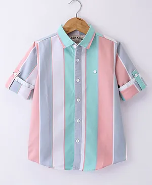 Jash Kids Cotton Woven Full Sleeves Shirt Striped -  Peach