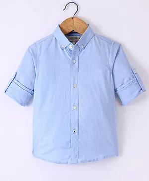 Jash Kids Cotton Woven Full Sleeves Shirt Solid Color -  Blue