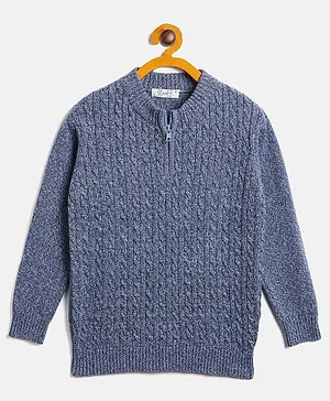 JWAAQ Full Sleeves Solid Sweater - Blue