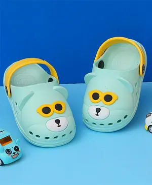 Yellow Bee Puppy With Sunglasses Face Detailed Slingback Clogs - Aqua Blue